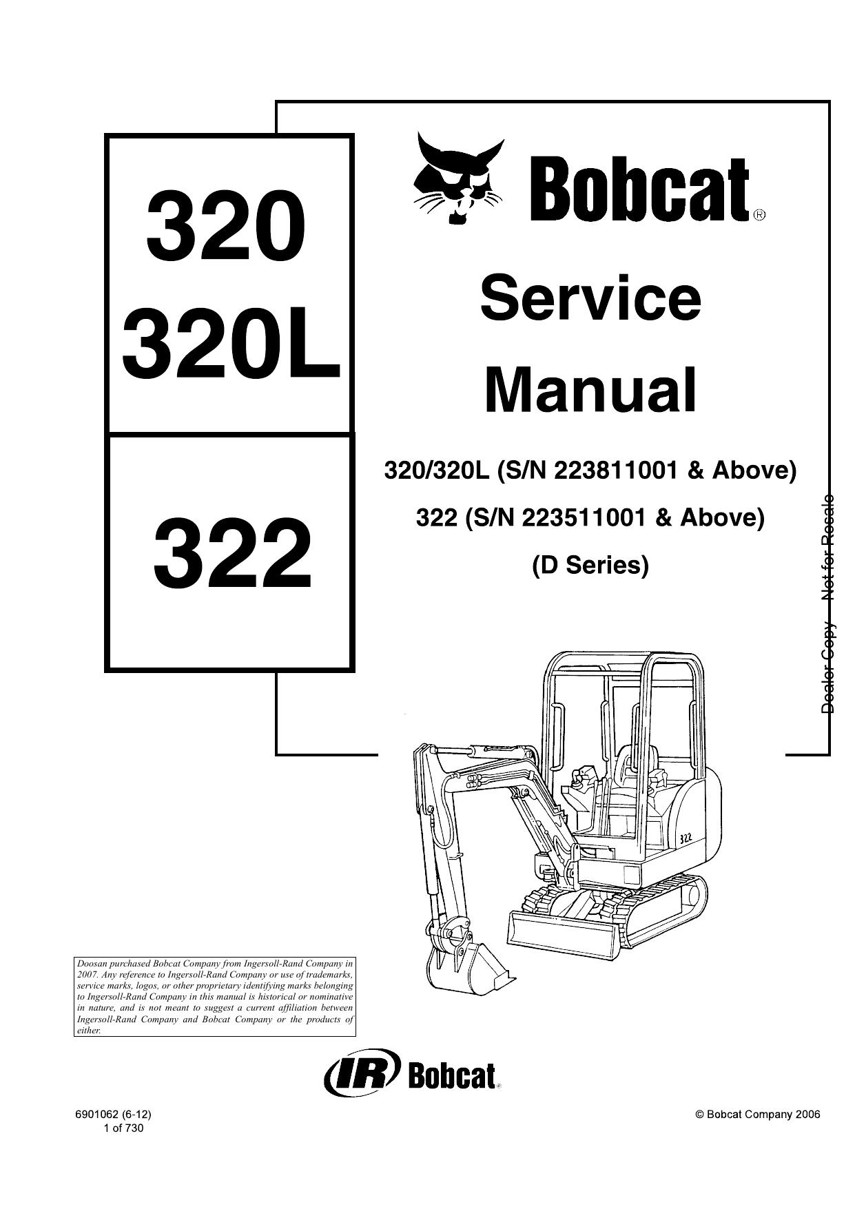 320 320L 322 Excavator Service Manual Bobcat